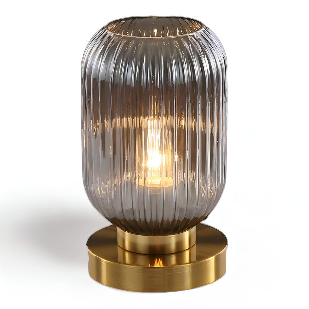 LumaRidge Table Lamp | Ribbed Nordic Glass LED Light for Warm, Elegant Rooms | elesira