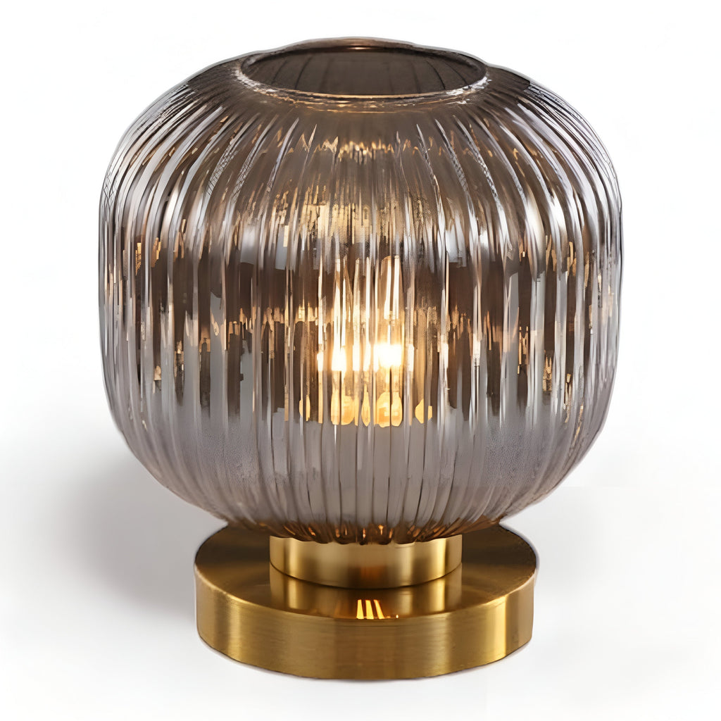 LumaRidge Table Lamp | Ribbed Nordic Glass LED Light for Warm, Elegant Rooms | elesira