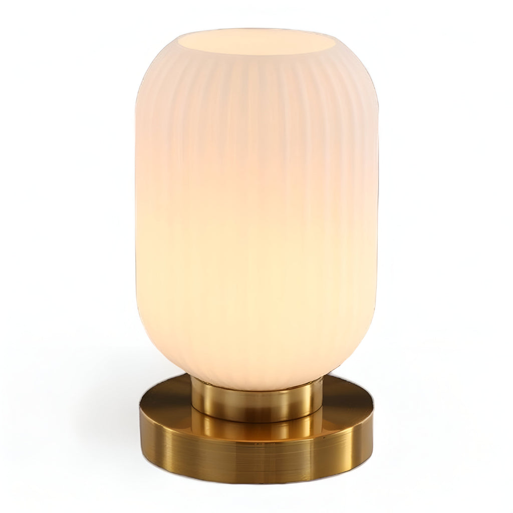 LumaRidge Table Lamp | Ribbed Nordic Glass LED Light for Warm, Elegant Rooms | elesira