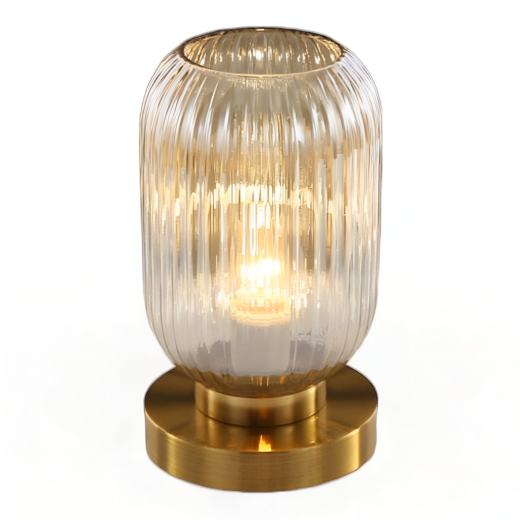LumaRidge Table Lamp | Ribbed Nordic Glass LED Light for Warm, Elegant Rooms | elesira