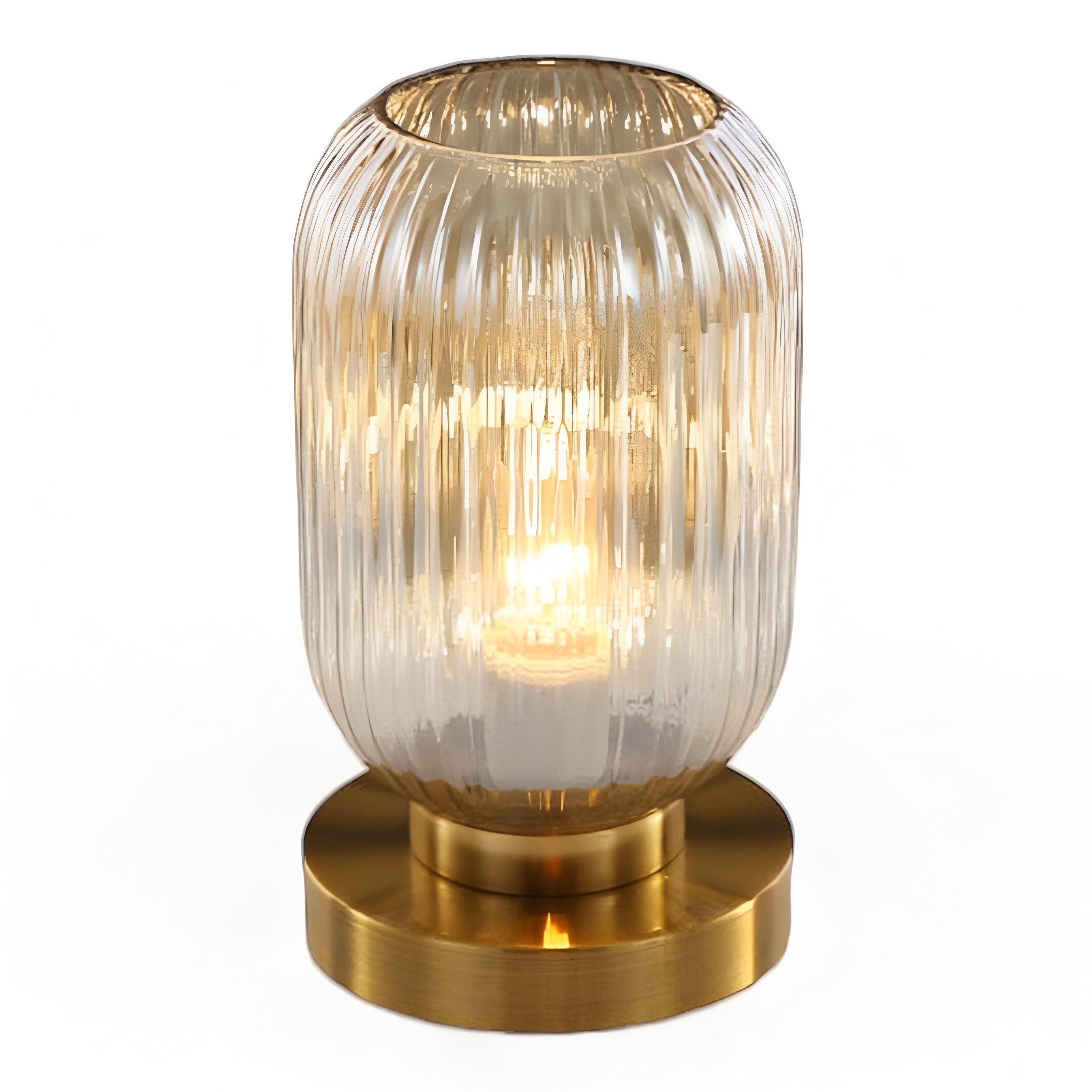 LumaRidge Table Lamp | Ribbed Nordic Glass LED Light for Warm, Elegant Rooms | elesira