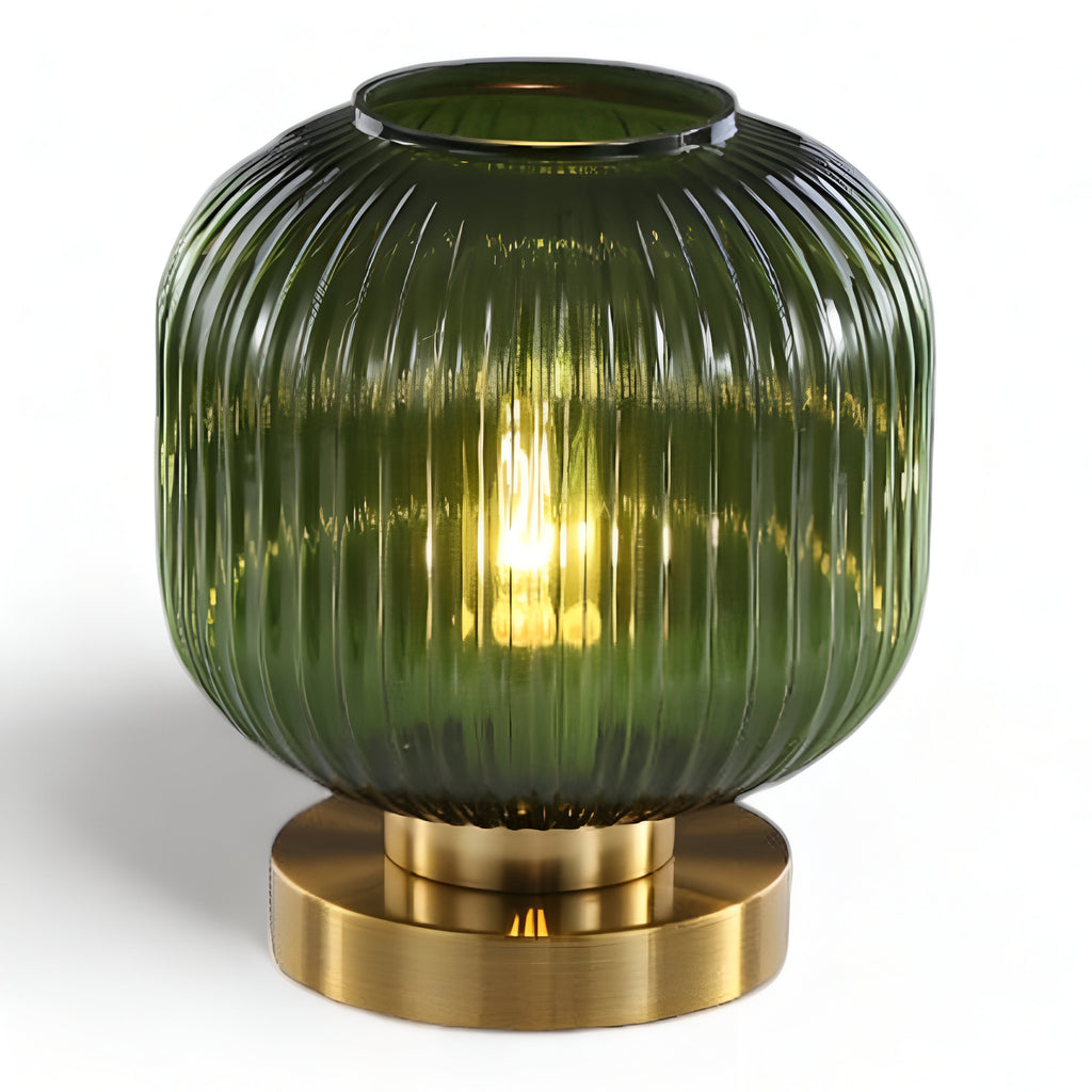 LumaRidge Table Lamp | Ribbed Nordic Glass LED Light for Warm, Elegant Rooms | elesira
