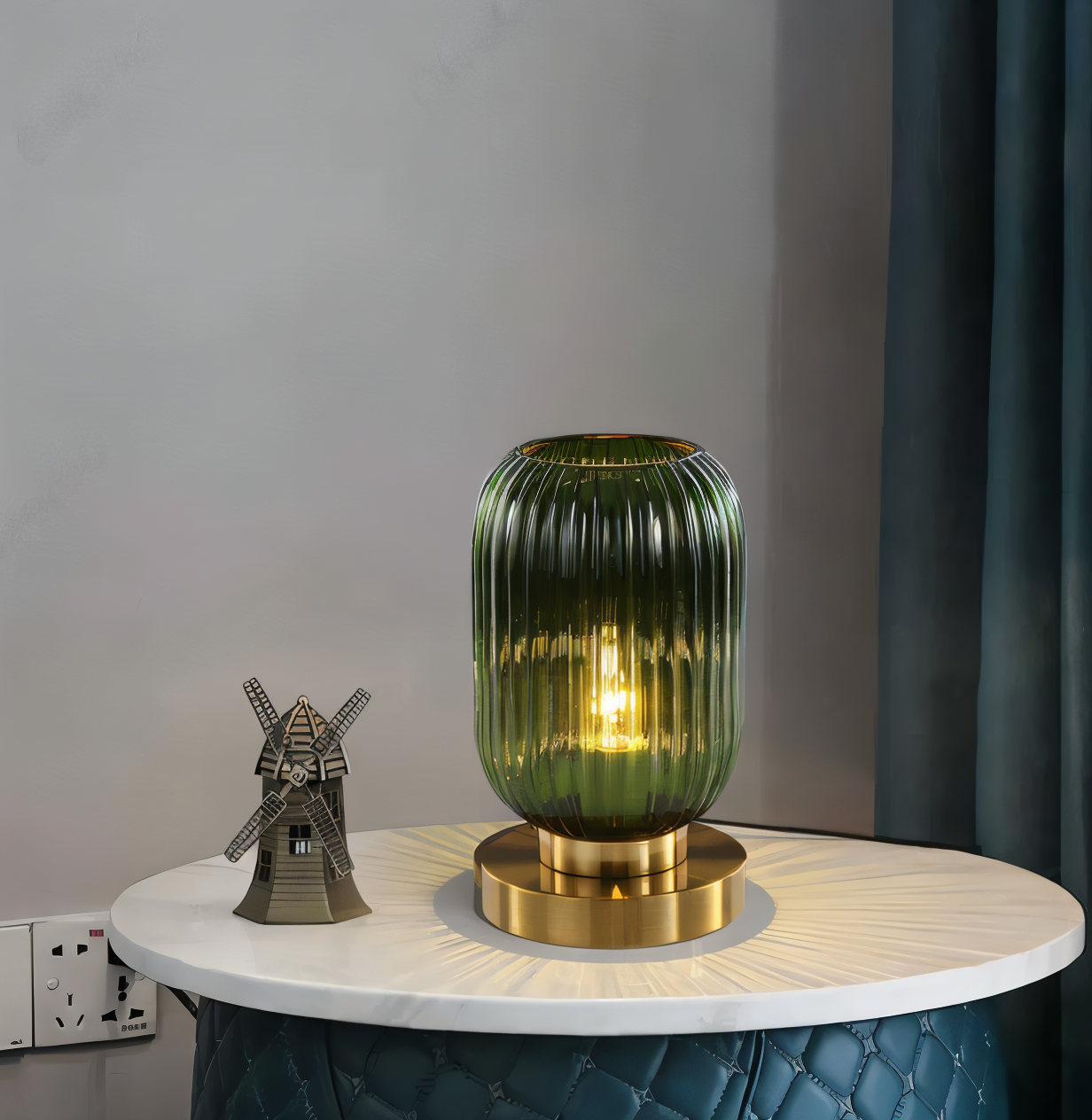 LumaRidge Table Lamp | Ribbed Nordic Glass LED Light for Warm, Elegant Rooms | elesira