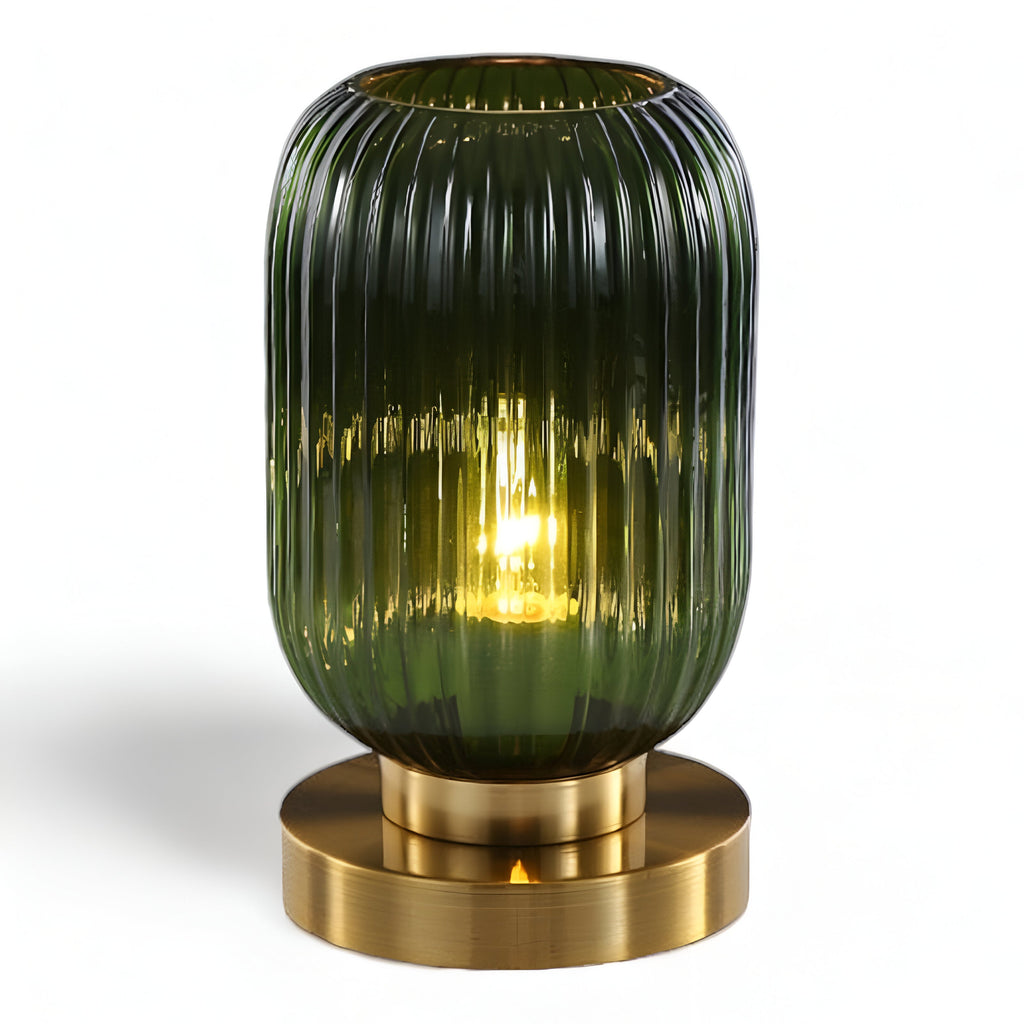 LumaRidge Table Lamp | Ribbed Nordic Glass LED Light for Warm, Elegant Rooms | elesira