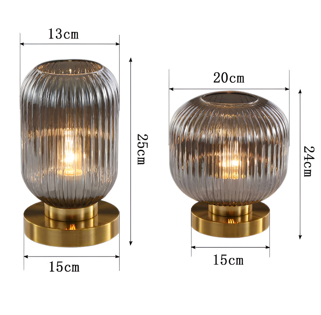 LumaRidge Table Lamp | Ribbed Nordic Glass LED Light for Warm, Elegant Rooms | elesira