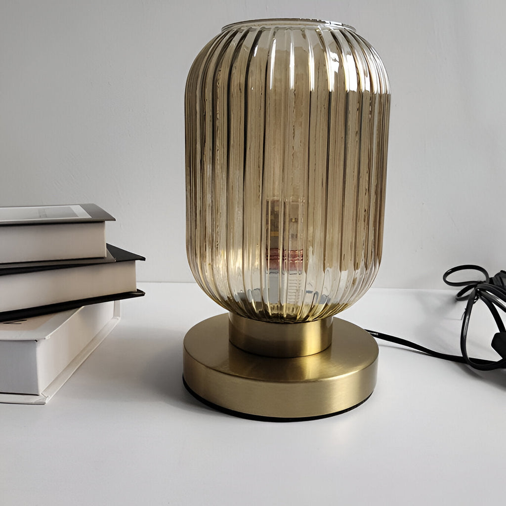 LumaRidge Table Lamp | Ribbed Nordic Glass LED Light for Warm, Elegant Rooms | elesira