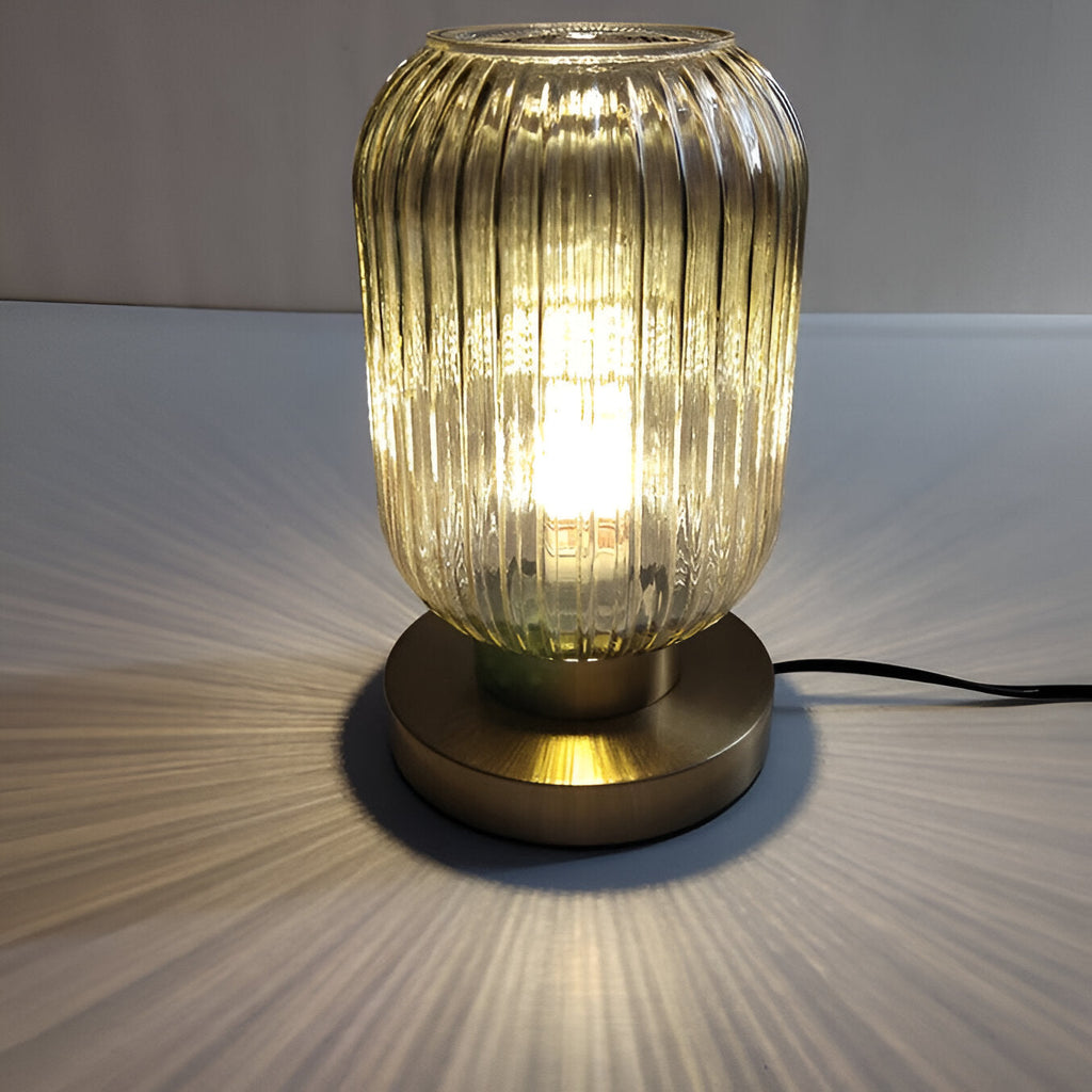 LumaRidge Table Lamp | Ribbed Nordic Glass LED Light for Warm, Elegant Rooms | elesira