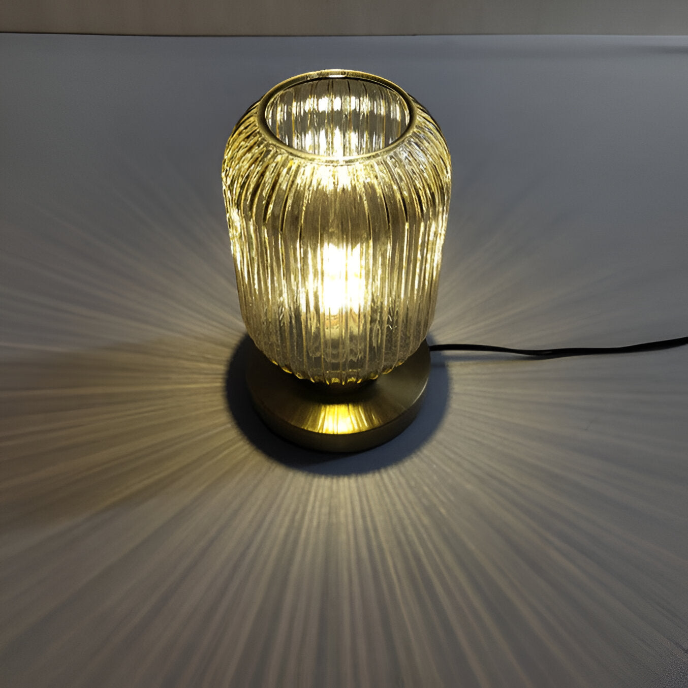 LumaRidge Table Lamp | Ribbed Nordic Glass LED Light for Warm, Elegant Rooms | elesira