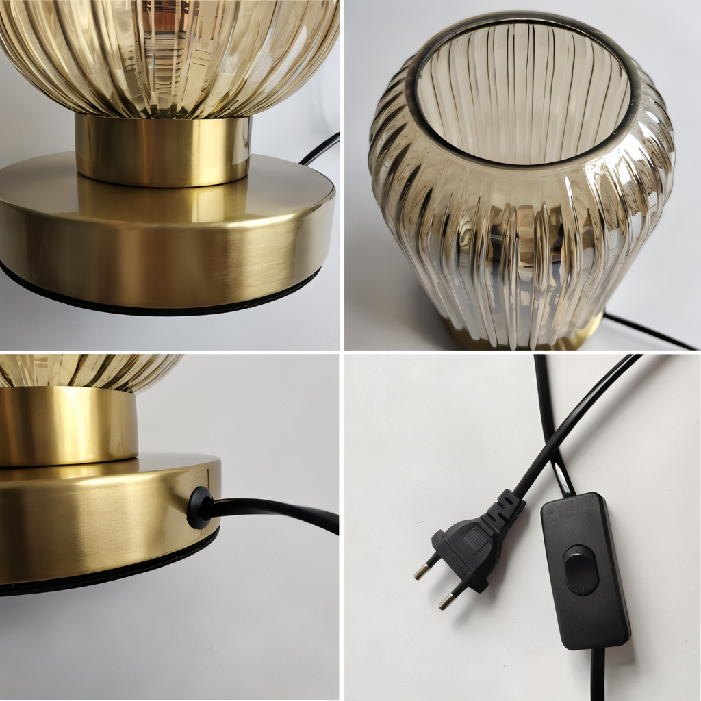 LumaRidge Table Lamp | Ribbed Nordic Glass LED Light for Warm, Elegant Rooms | elesira
