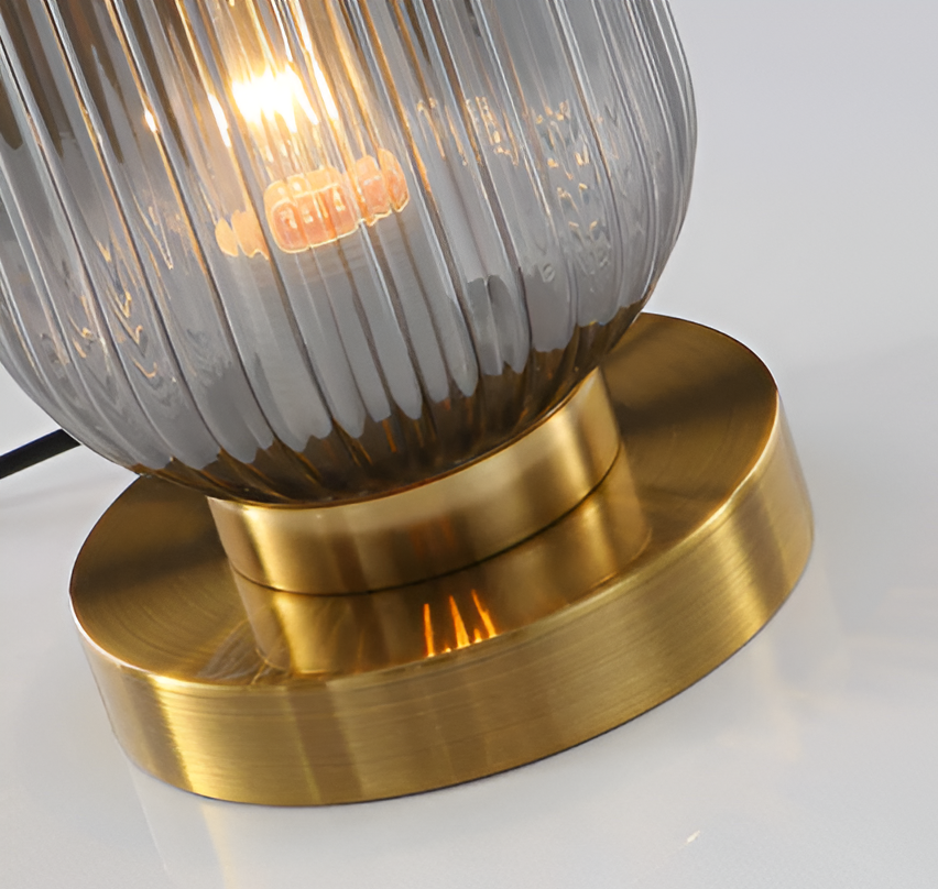 LumaRidge Table Lamp | Ribbed Nordic Glass LED Light for Warm, Elegant Rooms | elesira