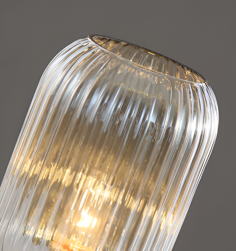LumaRidge Table Lamp | Ribbed Nordic Glass LED Light for Warm, Elegant Rooms | elesira