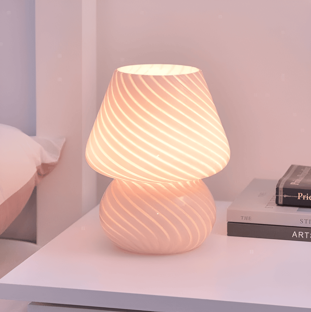 LumenWave | Handblåst randig bordslampa i glas | elesira