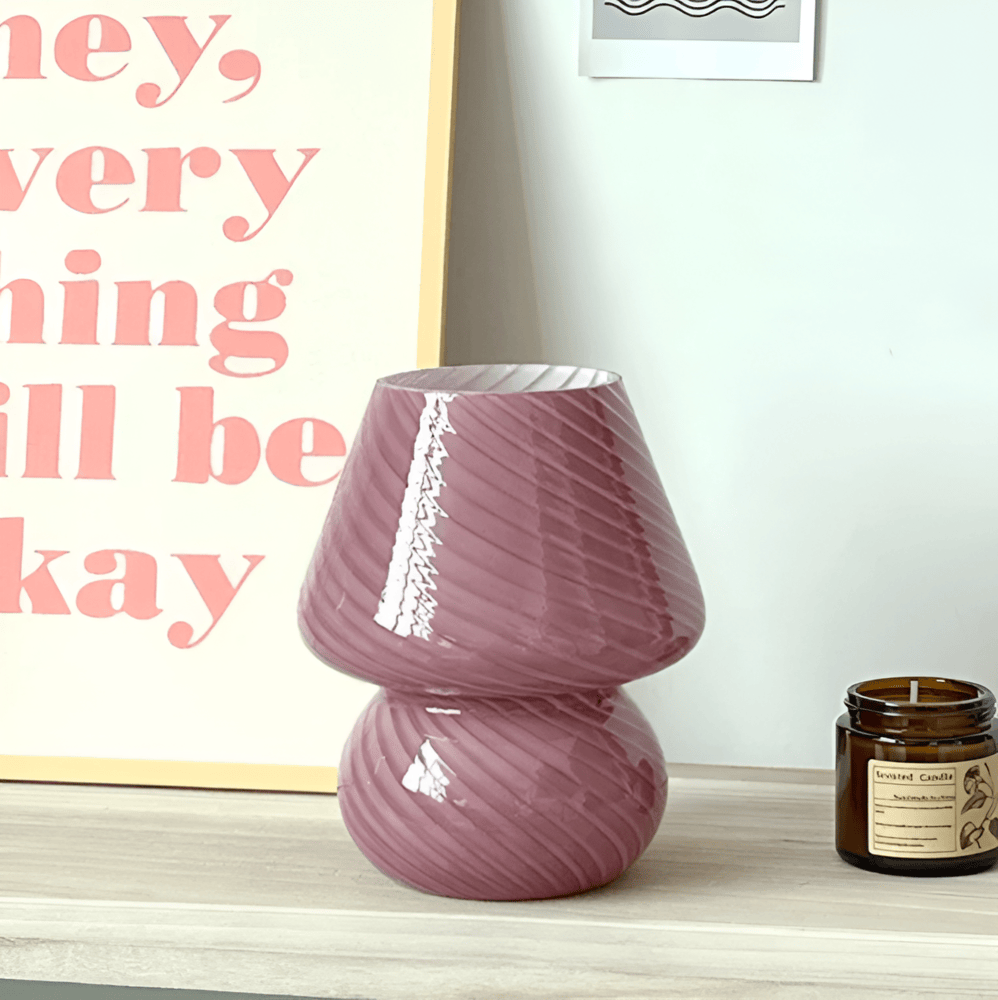 LumenWave | Handblåst randig bordslampa i glas | elesira