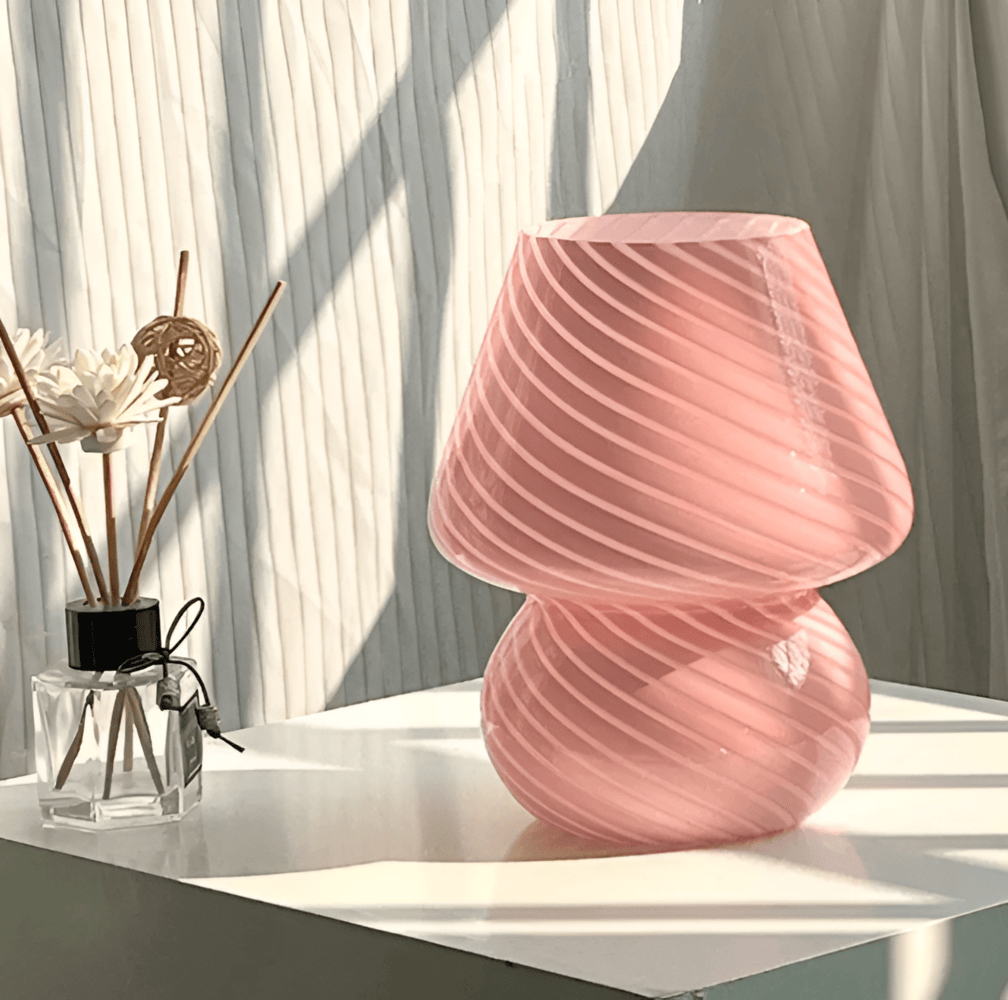LumenWave | Handblåst randig bordslampa i glas | elesira