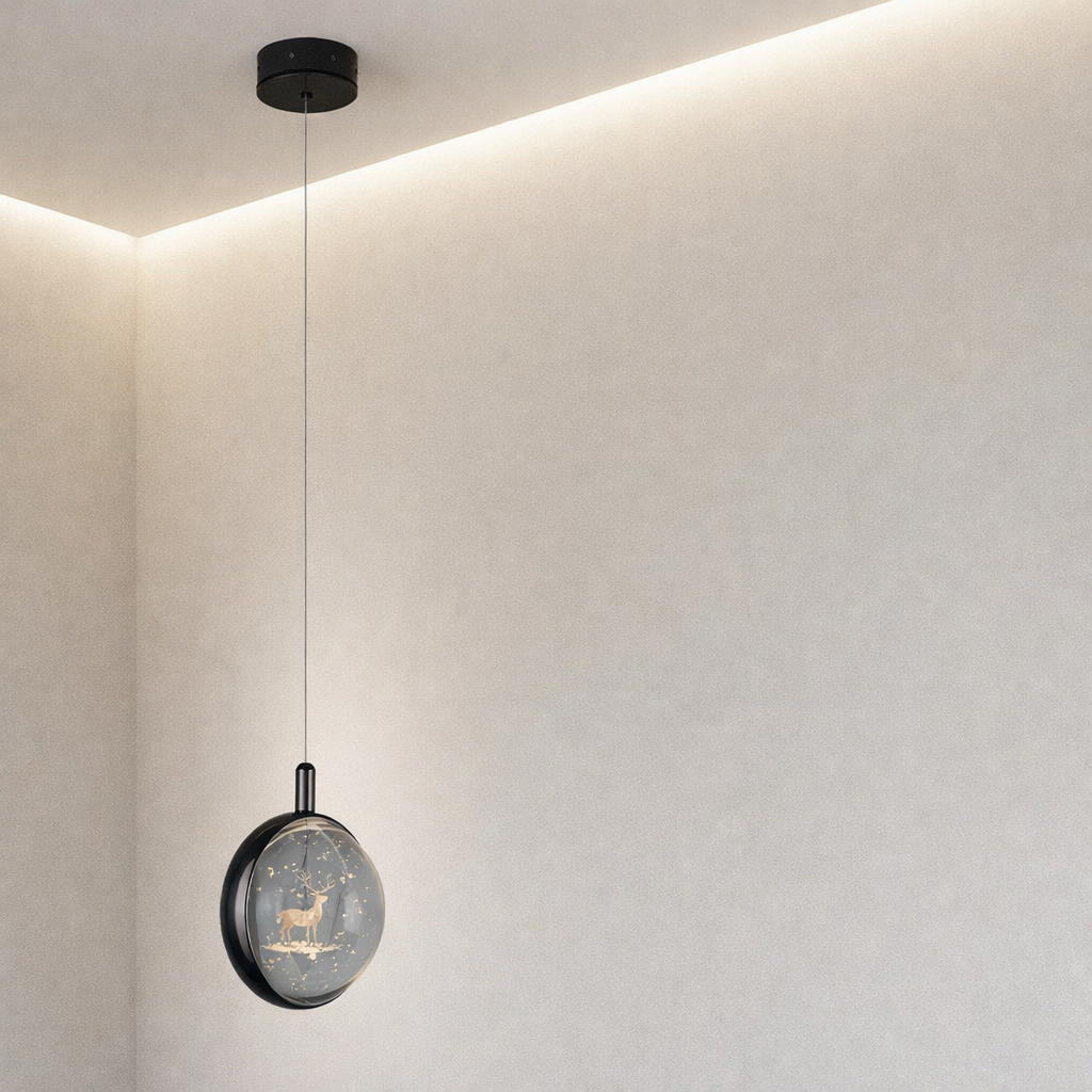 Strakke verstelbare hanglamp met geïntegreerde led - 7W zwart en goud | elesira