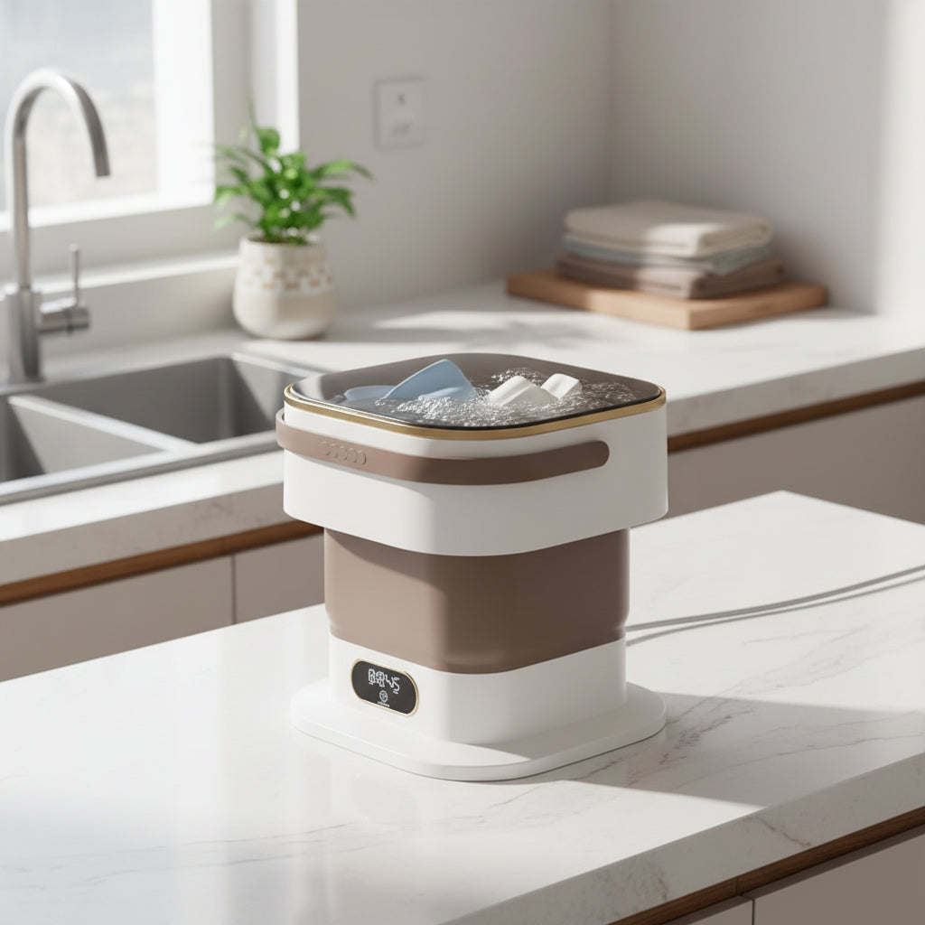 Portable Foldable Mini Washer For Small Loads In Compact Size - Elesira