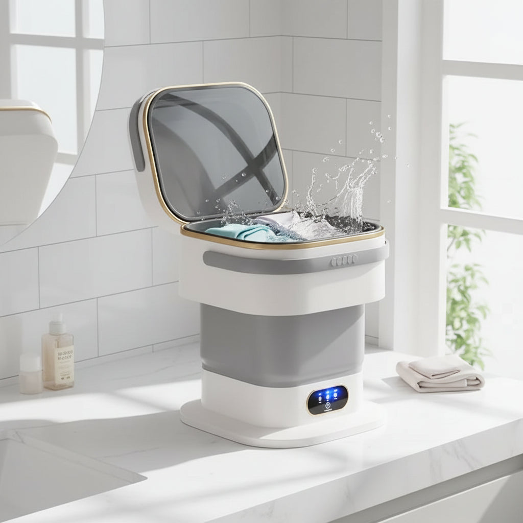 Portable Foldable Mini Washer For Small Loads In Compact Size - Elesira