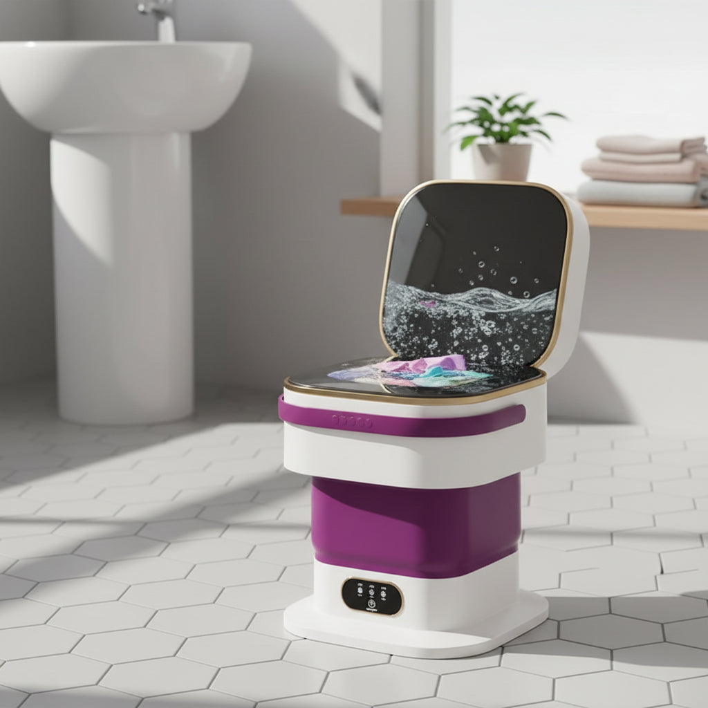 Portable Foldable Mini Washer For Small Loads In Compact Size - Elesira
