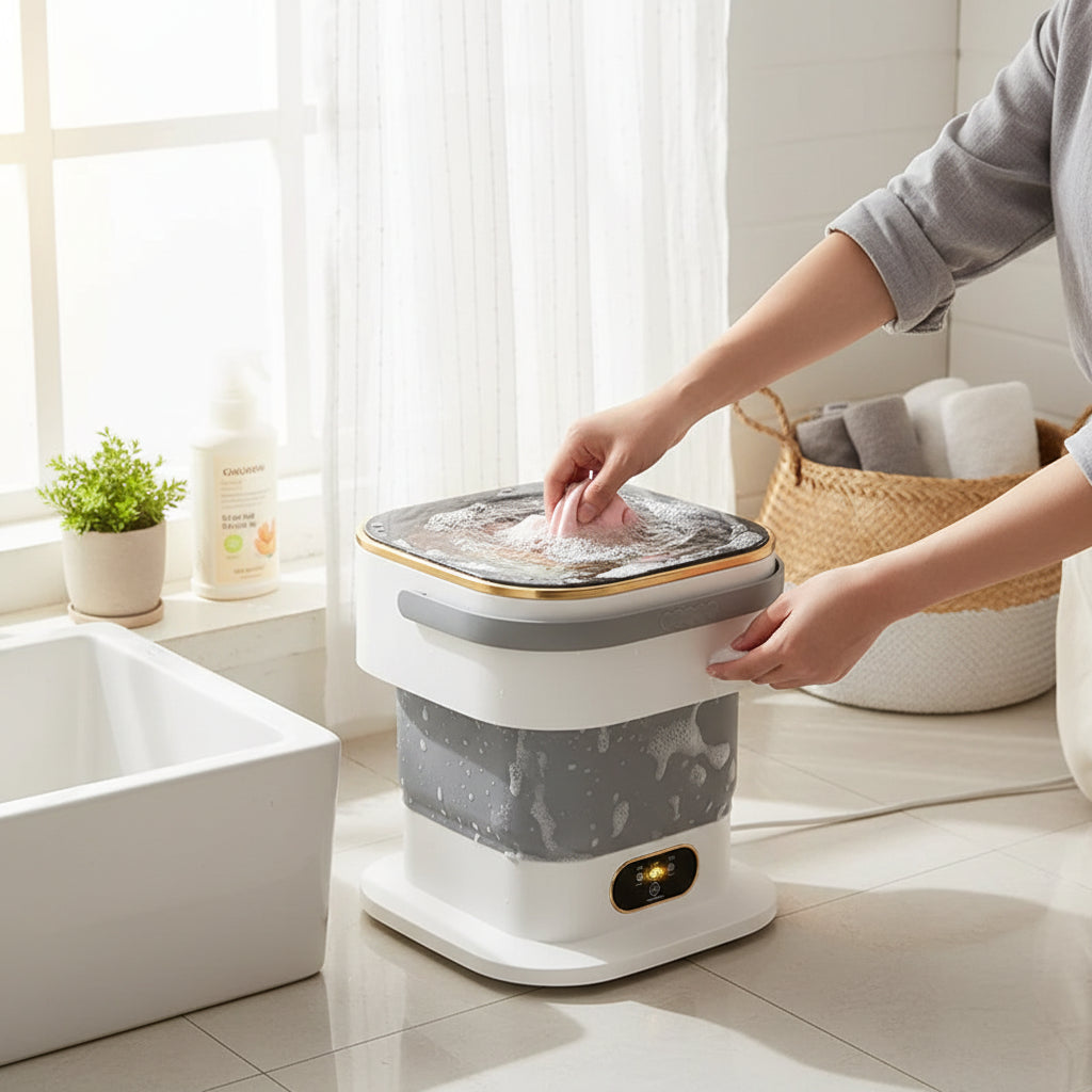 Portable Foldable Mini Washer For Small Loads In Compact Size - Elesira
