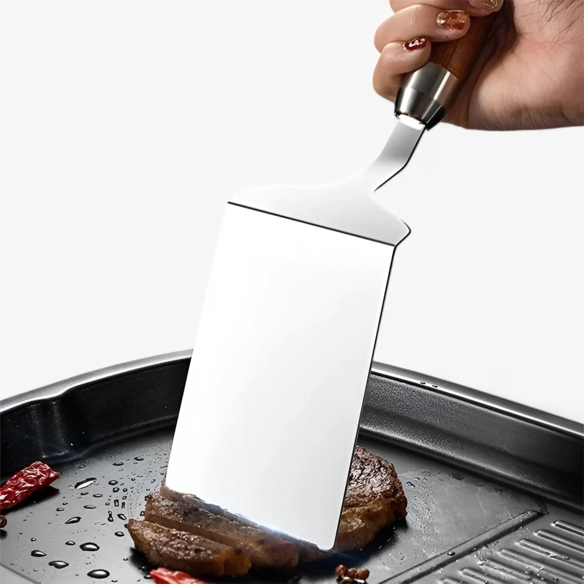 Vierkante spatel met houten handvat – perfect voor grillen en koken | elesira