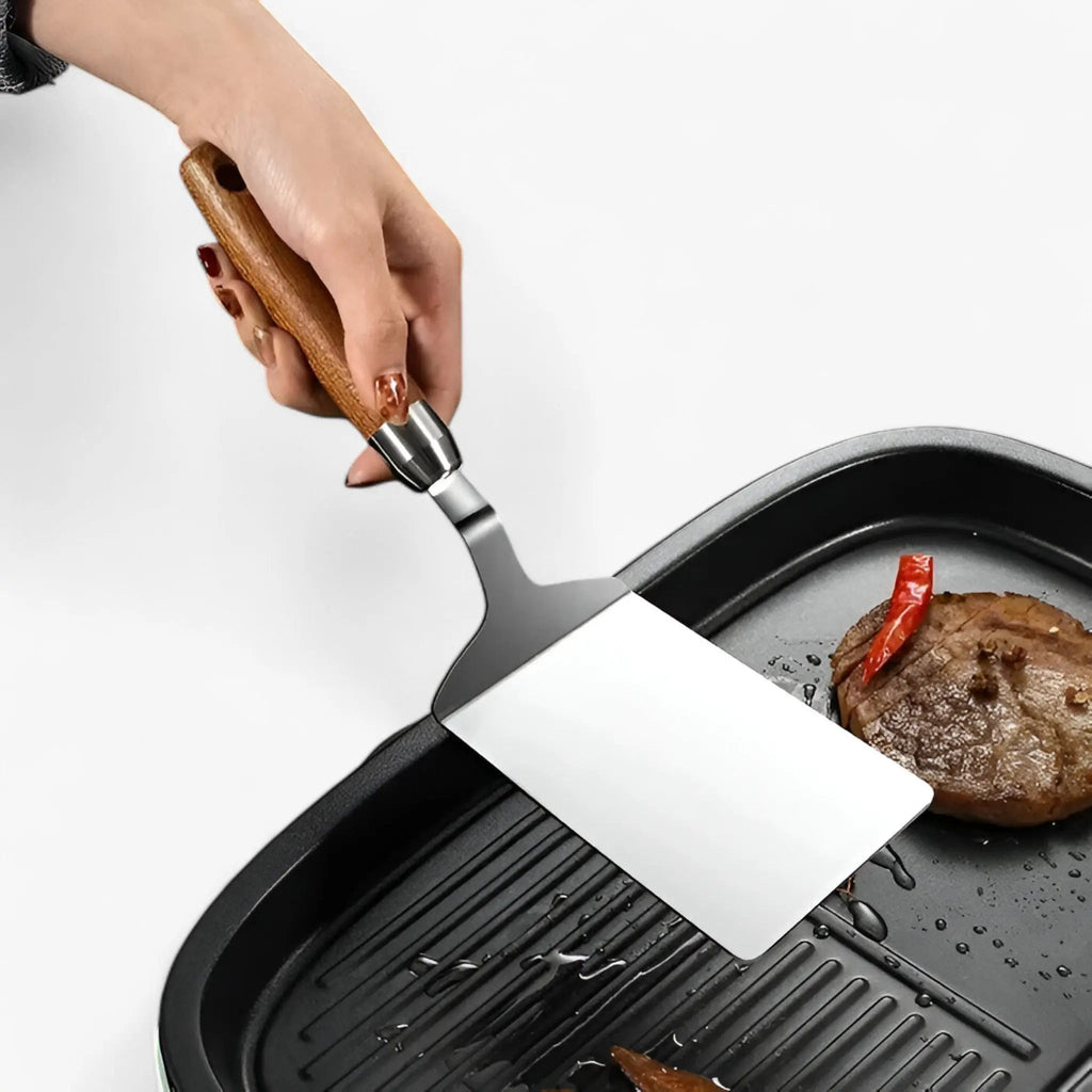 Vierkante spatel met houten handvat – perfect voor grillen en koken | elesira