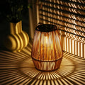 Weatherproof Rattan Solar Lantern with Warm LED Light, Automatic | elesira