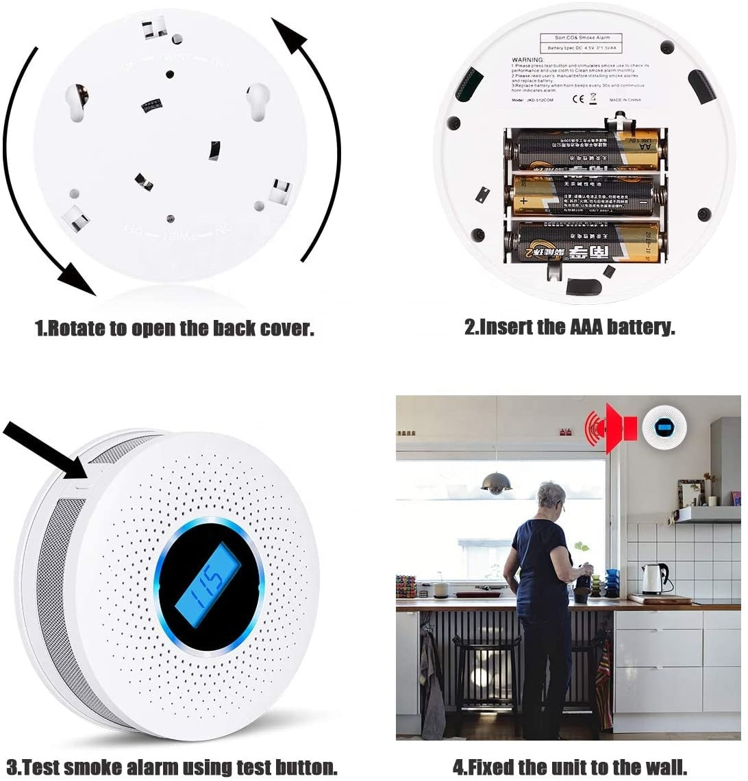 Smoke and Carbon Monoxide Detector - Dual Sensor System - Loud Alarm | elesira