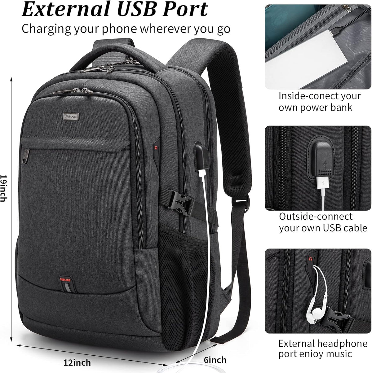 Rucsac de călătorie impermeabil pentru laptop - Design antifurt - PackSmart | elesira