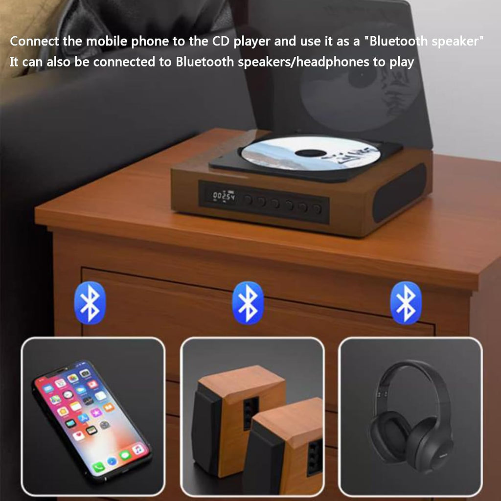 Bluetooth-CD-Player im Vintage-Stil mit UKW-Radio und Streaming | elesira