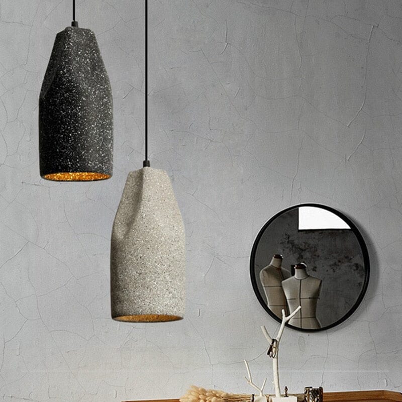 Lampadario in cemento in stile industriale effetto terrazzo | elesira