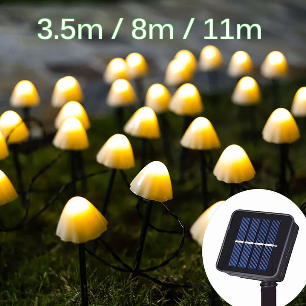 Ghirlandă luminoasă solară – model cu ciuperci pentru decorarea grădinii | elesira