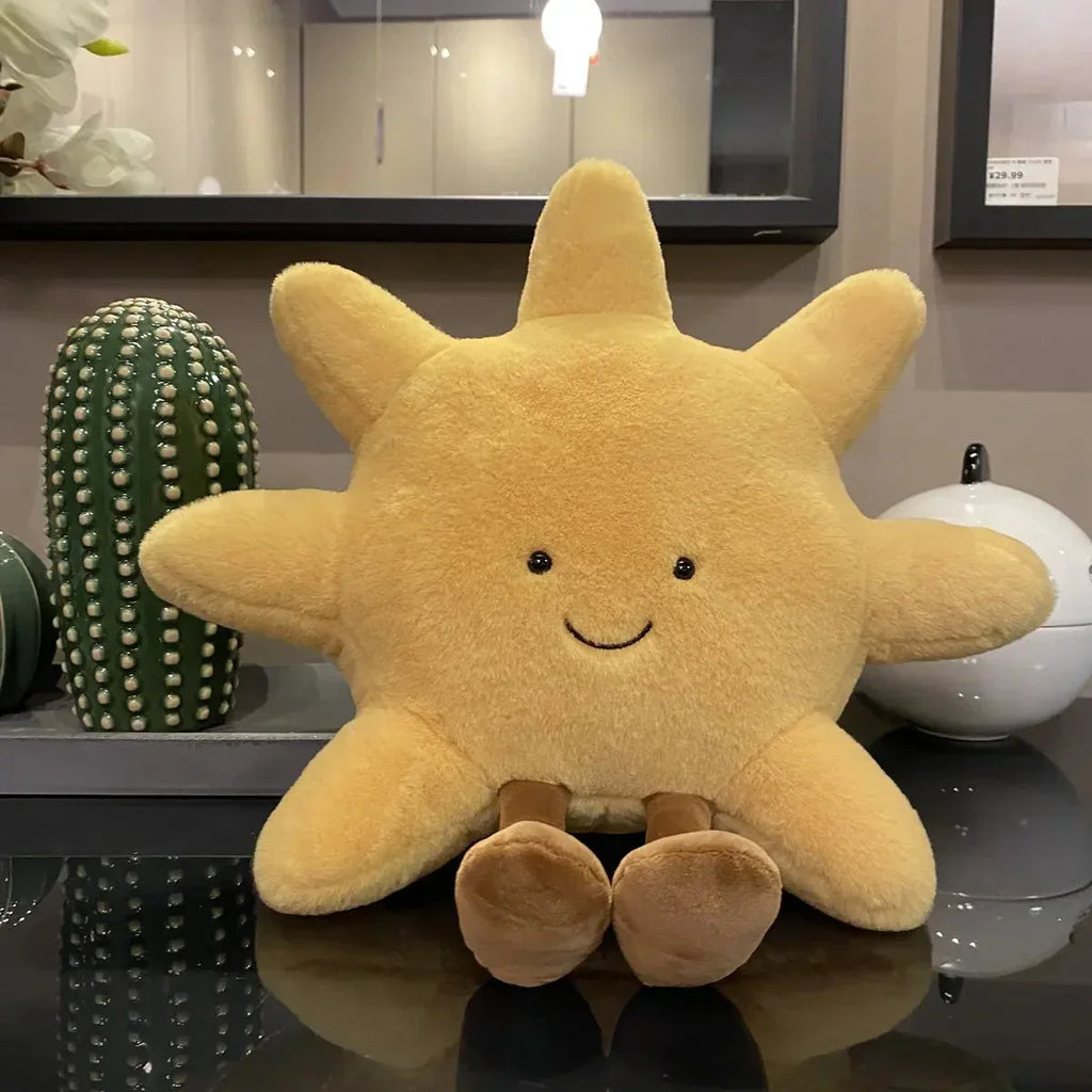 Morbido cuscino a forma di luna e sole con gambe | elesira