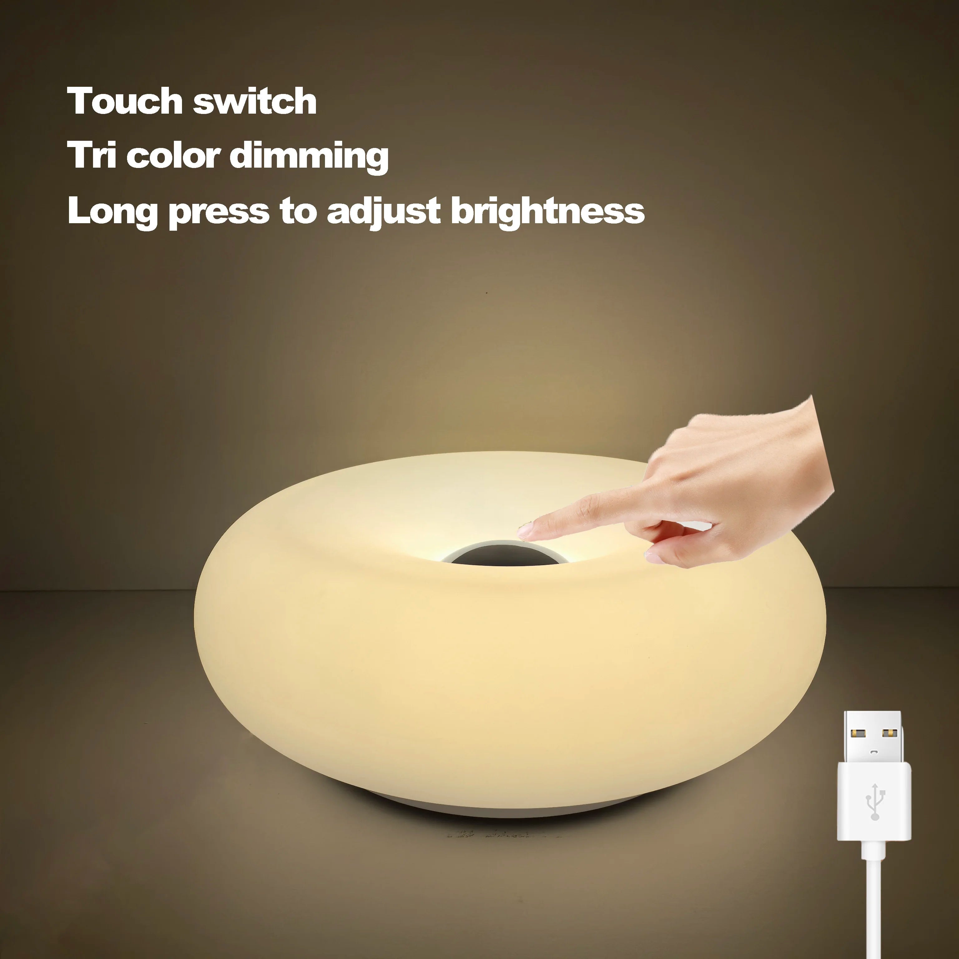 USB-lamp LumaSphere met aanraakbediening, dimbare RGB-kleurwisselende bed- en bureaulamp | elesira
