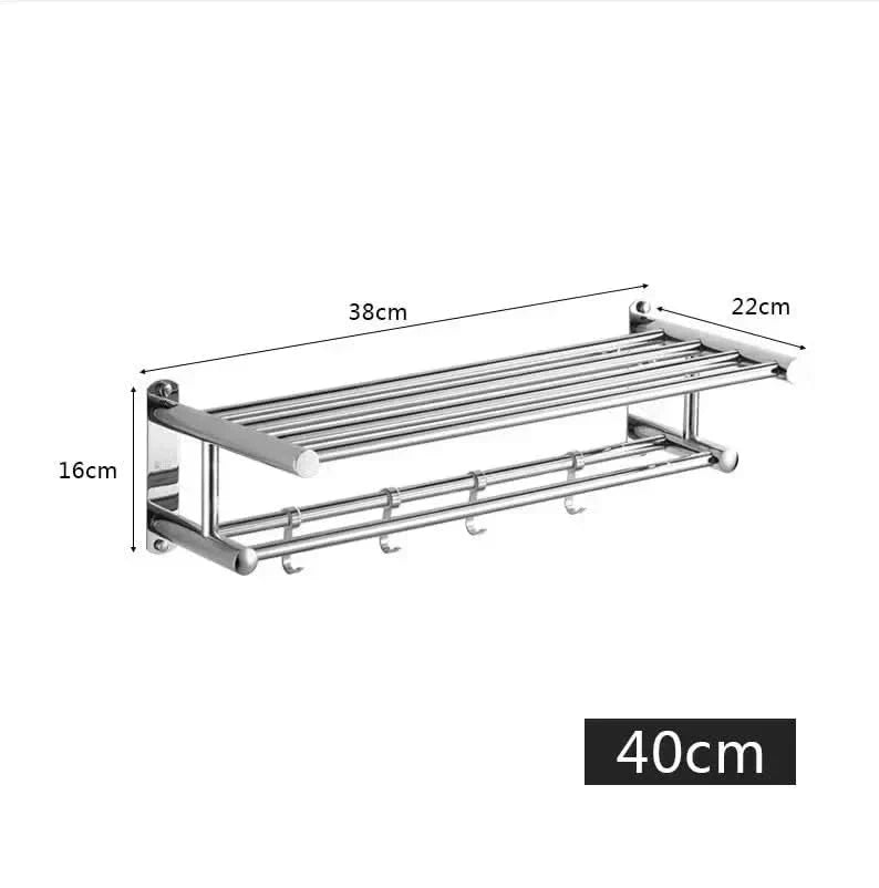 Wall-Mounted Towel Rack with Shelf in Stainless Steel | elesira