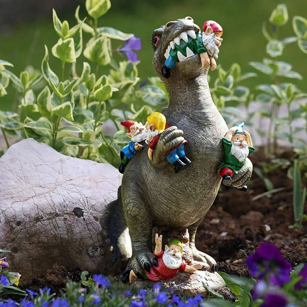 Figurină decorativă de grădină cu dinozaur din rășină, rezistentă la intemperii | elesira