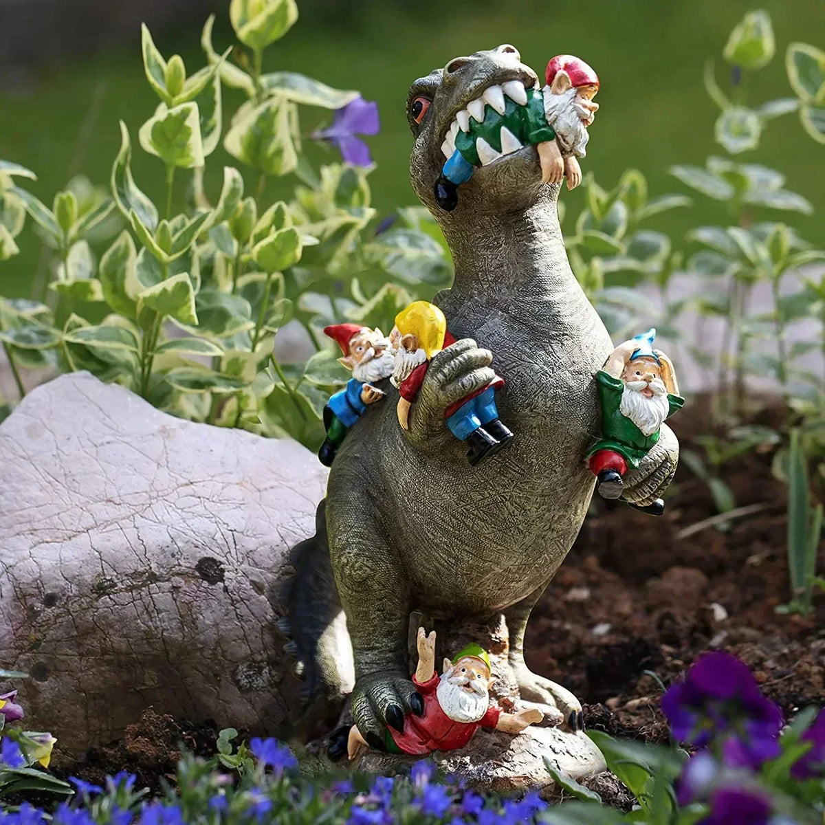 Figurină decorativă de grădină cu dinozaur din rășină, rezistentă la intemperii | elesira