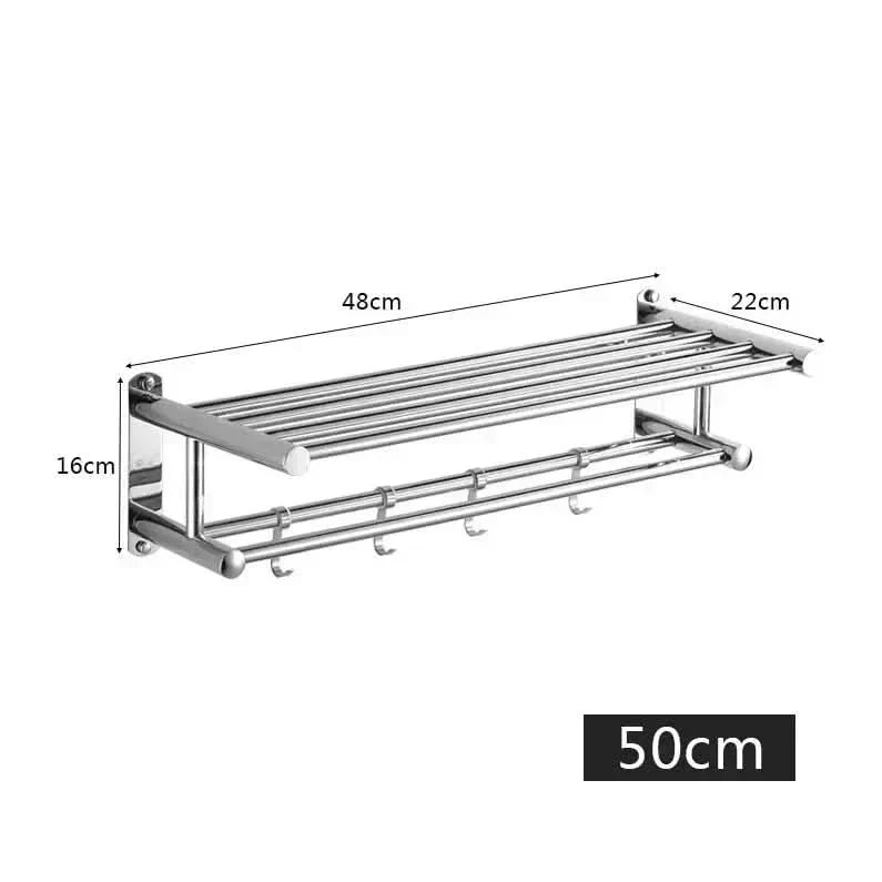 Wall-Mounted Towel Rack with Shelf in Stainless Steel | elesira