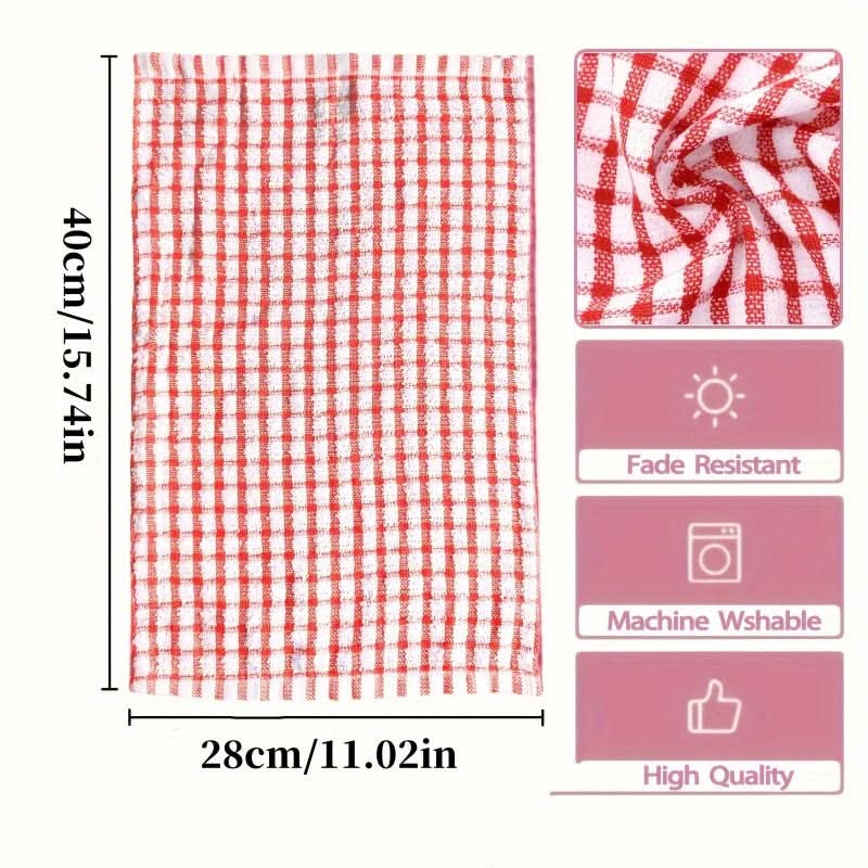 Soft Quick-Dry Reusable Kitchen Cloth Set in Plaid Design | elesira
