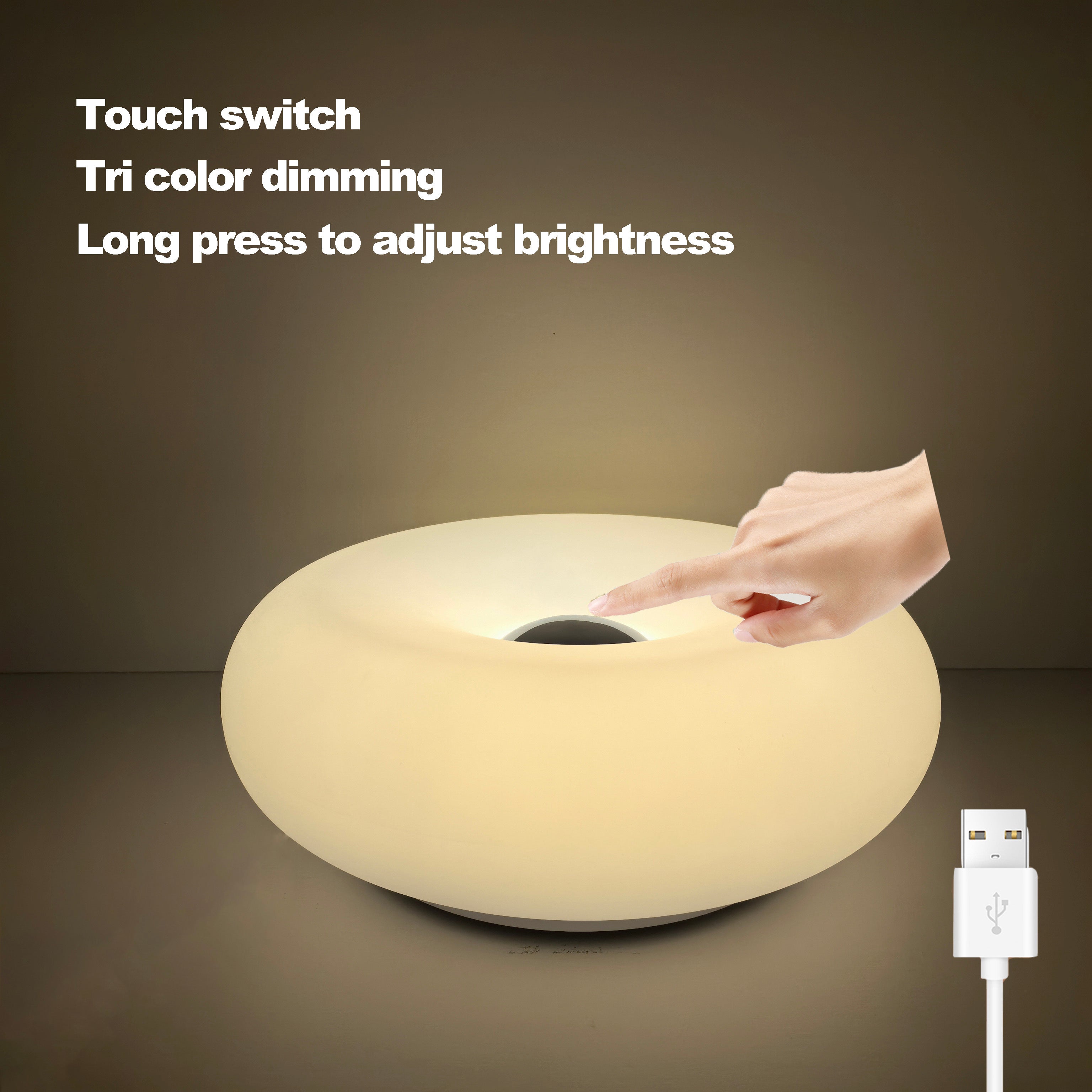 USB-lamp LumaSphere met aanraakbediening, dimbare RGB-kleurwisselende bed- en bureaulamp | elesira