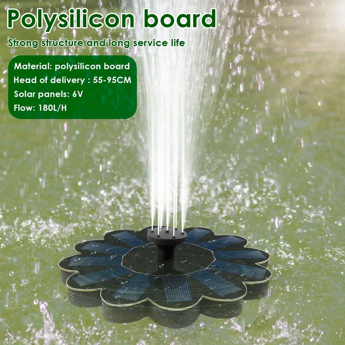 Solárně napájená vodní fontána s 5 vyměnitelnými tryskami pro jedinečné vzory | elesira