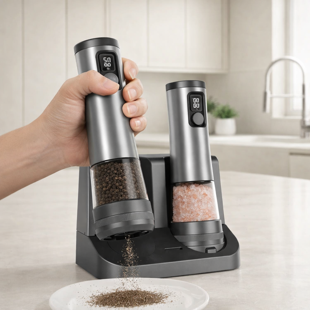 Ensemble polyvalent de moulins à épices électriques avec base rechargeable | elesira