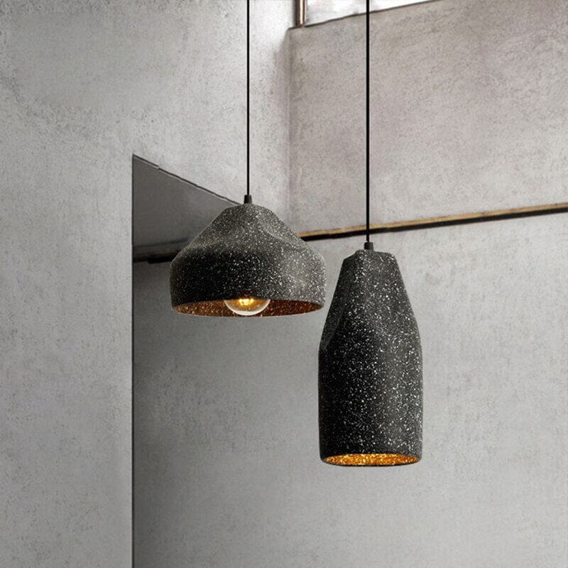 Lampadario in cemento in stile industriale effetto terrazzo | elesira
