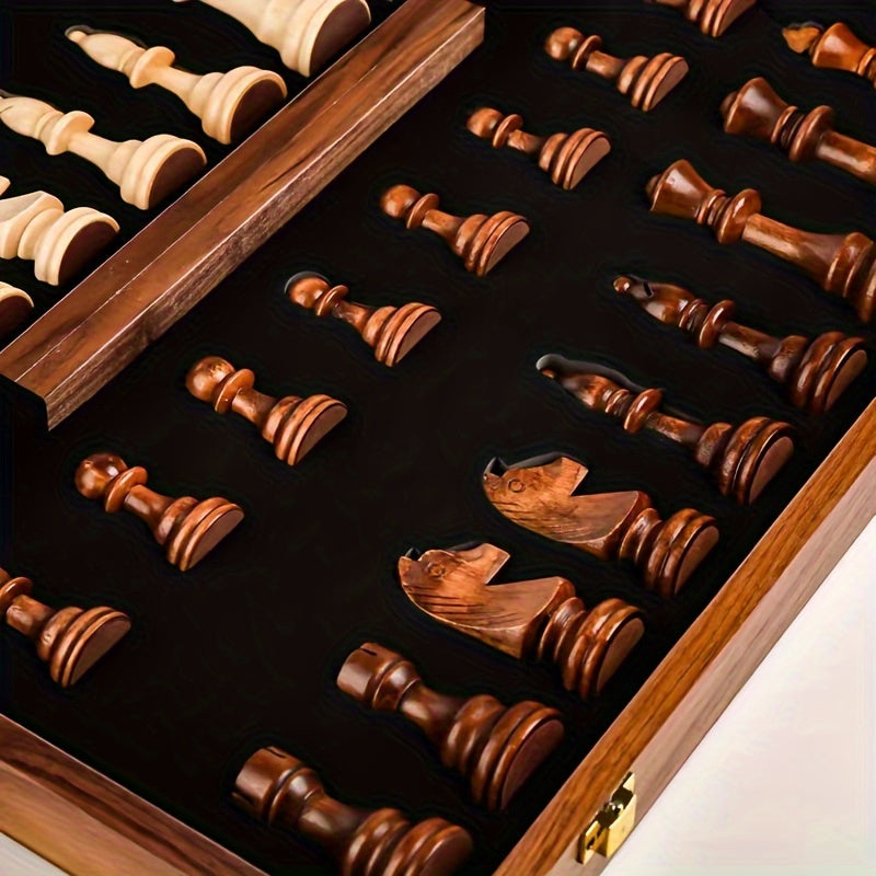 Wooden Chess Set - Solid Wood Chessboard - Classic Design | elesira