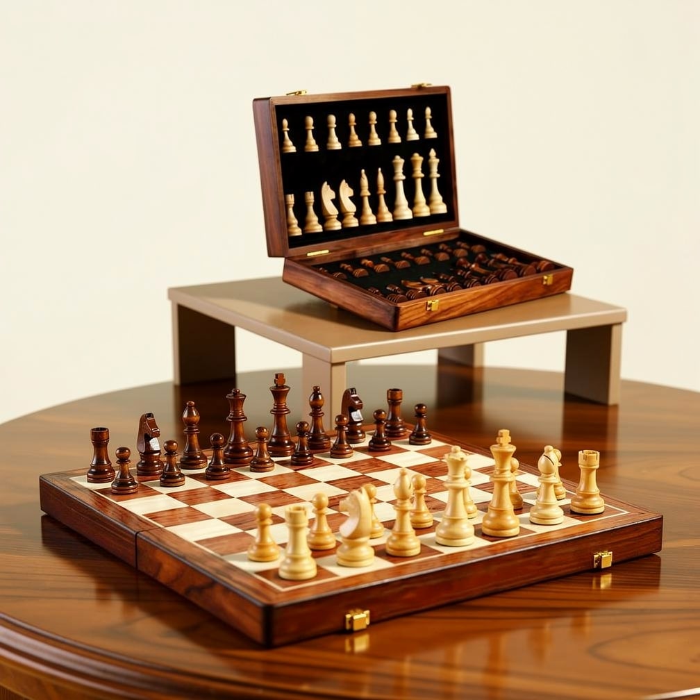 Wooden Chess Set - Solid Wood Chessboard - Classic Design | elesira