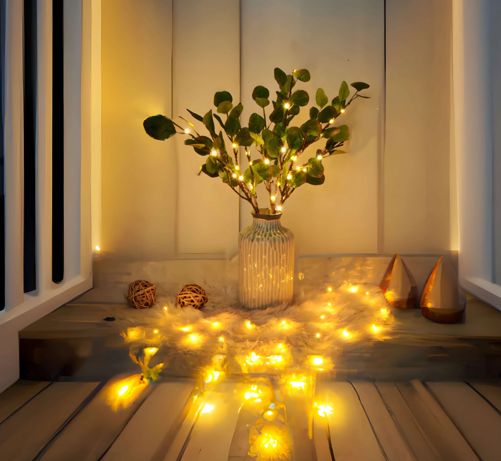 Guirlande lumineuse LED blanc chaud en forme de branche d’olivier – 2 mètres | elesira