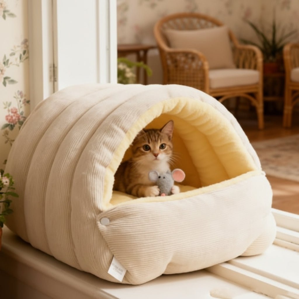 Wasbare kattenhol met ribfluwelen buitenkant – Knus en warm | elesira