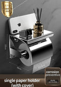 Wall-Mounted Toilet Paper Holder in Stainless Steel with Shelf | elesira