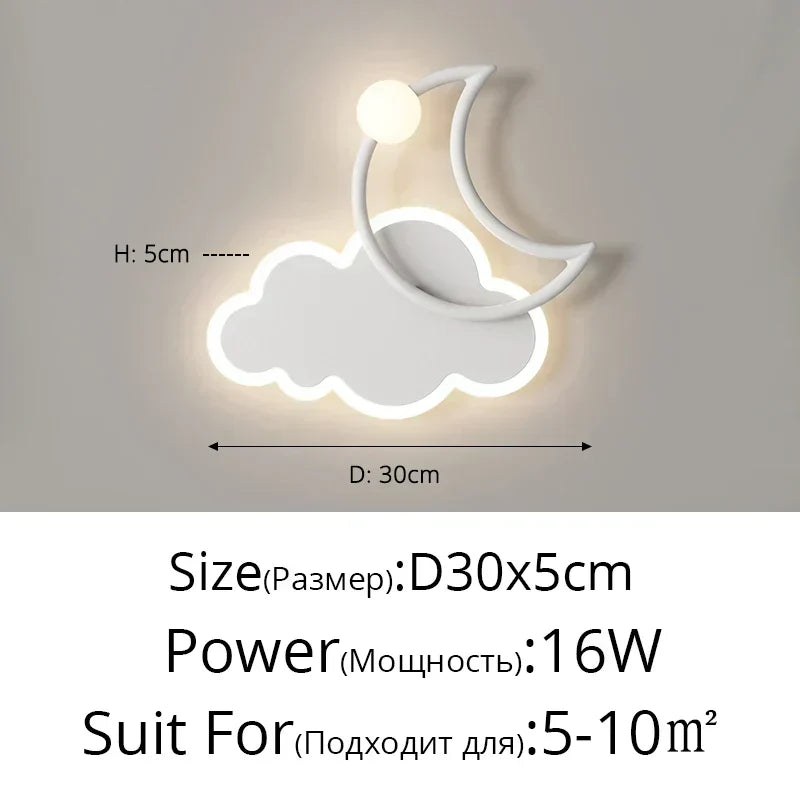 Minimalistisk LED-væglampe med sky- og månemotiv | elesira