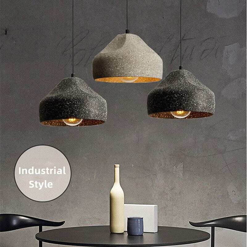 Lampadario in cemento in stile industriale effetto terrazzo | elesira