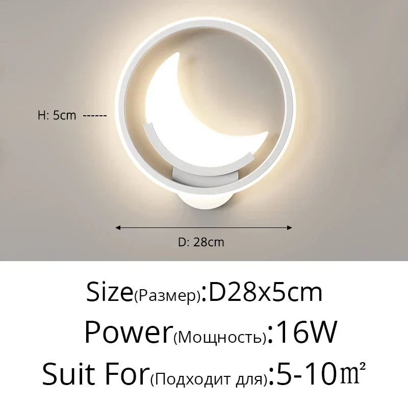 Minimalistisk LED-væglampe med sky- og månemotiv | elesira